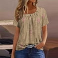 thumbnail image 2 of PeiLuo Women's Summer Tops: Dressy Casual Short Sleeve Button V Neck T-Shirts, Trendy Cute Tees with Floral Boho Tunic Blouses, 2 of 5