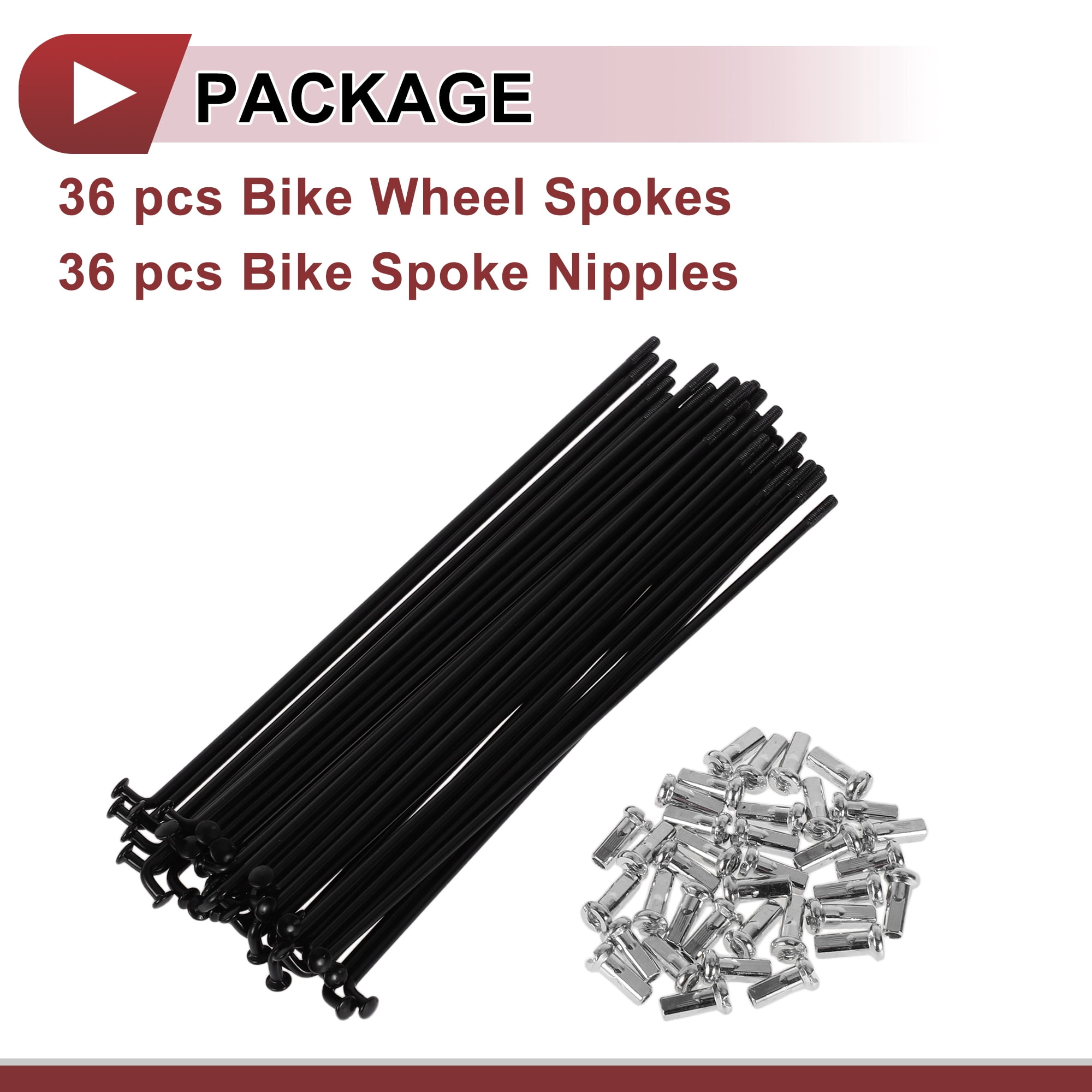 Unique Bargains 36 Set 12G Bicycle Spokes 12G Bike Wheel Spokes 45 Steel Black-152mm