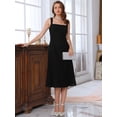 thumbnail image 3 of DARING DIVA Women's Lace Prom Straps Square Neck Sleeveless Midi Dress S Black, 3 of 6