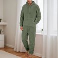thumbnail image 1 of Timegard Mens Rompers Plus Size Winter Drawstring Hoodies Homewear Zip up Warm Comfy Jumpsuit with Pockets, 1 of 6