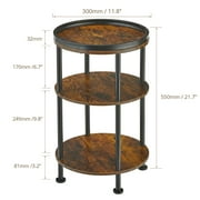 Side Table, Small Round End Table for Narrow and Small Space, 3-Tier Round Accent Couch Beside Table, Modern Side Table Corner Sofa Table Nightstand for Living Room Bedroom (Rustic Brown)