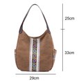 thumbnail image 2 of Bolso de lona vintage, bolso de mujer multicapa de gran capacidad marrón, 2 of 5