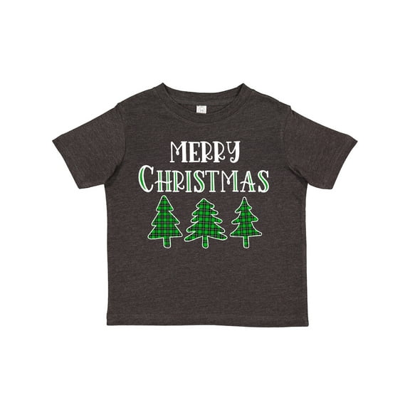 Inktastic Merry Christmas Green Plaid Christmas Trees Boys or Girls Toddler T-Shirt