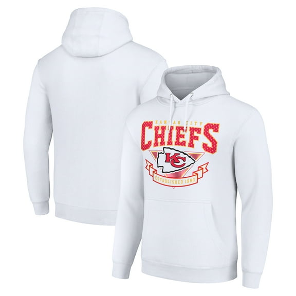 Men's Starter White Kansas City Chiefs -80s Inspired Pullover Hoodie