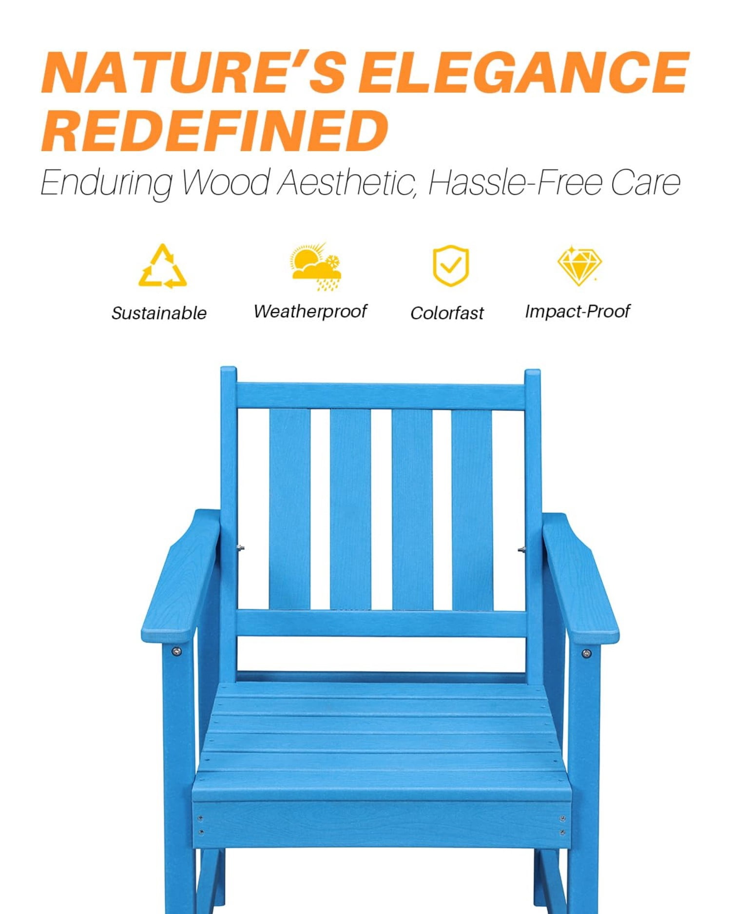 HDPE Dining Chair Set of 4, All Weather Outdoor Dining Chairs with Ergonomic Backrest, Heavy Duty Patio Chairs for Backyard, Garden, Poolside, Deck, Sky Blue