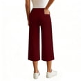 thumbnail image 5 of QATAINLAV Wide Leg Cropped Yoga Pants for Women High Waisted Casual 3/4 Length Workout Pants Summer Loungewear Wine XXL, 5 of 7