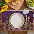 thumbnail image 4 of Purple Boho Floral Placemats Set of 8, Vintage Ethnic Tribal Abstract Art Placemats for Dining Table, Place Mats for Kitchen Tabletop, Waterproof Wipeable Dining Table Mats Set, 4 of 9