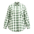 thumbnail image 4 of Womens Plus Size Plaid Shirts Button Down Long Sleeve Casual Turndown Collar Fall Fashion Shirts Blouse Green 5XL, 4 of 5