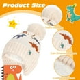 thumbnail image 2 of QKURT Kids Winter Knitted Hat and Scarf Set, Thickening Soft Warm Knitted Beanie Hats Neck Warmer Set with Dinosaur Pattern for 2-6 Years Boys Girls, Beige, 2 of 7