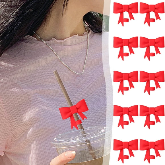 Yykcavykas Up to 30% OFF Straw Cup 10mm Color Bow Straw Cap Straw Cup Decorative Baffle Cap Straw Cap|Red-134