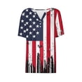 thumbnail image 5 of successthop 4th of July Clothes Women Flags Loose Plus Size V Neck T Shirt Button Holiday Shirts Short Sleeve Tops Red M, 5 of 5