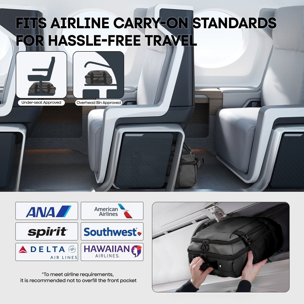 17" Underseat Carry On Luggage Airplane Approved,Water Resistant Softside Rolling Suitcase Lightweight Personal Item Travel Bag,Gray - TA069