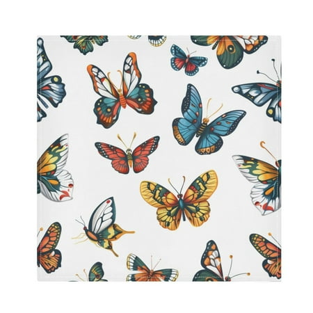 

JSTEL Colorful Butterflies Cloth Napkins Set of 1 20x20 Inch Washable and Reusable Napkin for Decoupage Dinner Party Everyday Use
