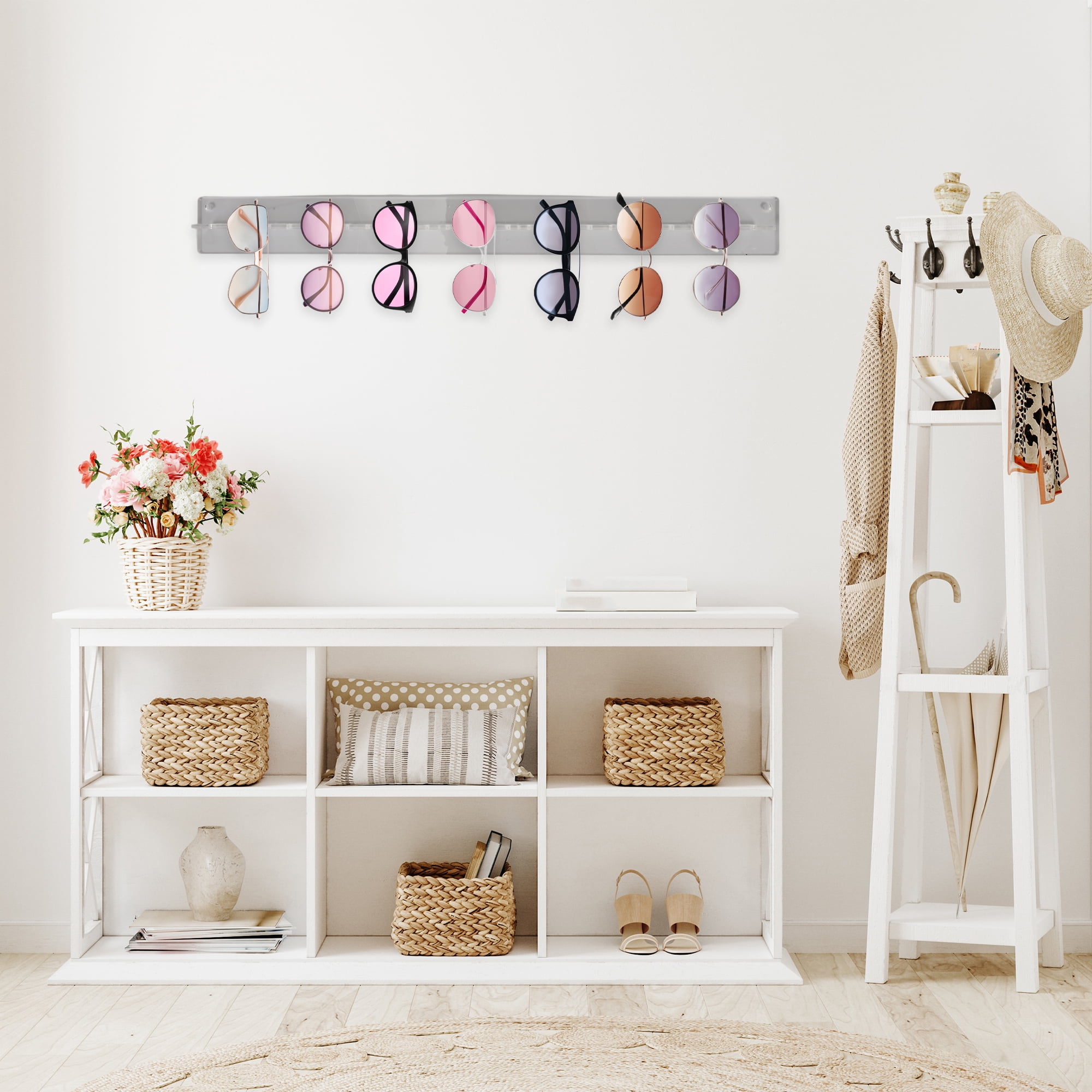 Unique Bargains Acrylic Sunglasses Organizer Wall Mounted Eyeglasses Holder
