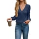 thumbnail image 3 of Blusas de Larga con Cuello en V para Mujer, Elegantes, Informales, de Otoño, con Mangas Abullonadas, Holgadas, Modernas. Azul Marino XXL, 3 of 9