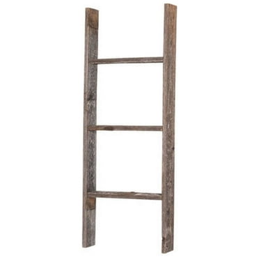 BarnwoodUSA Rustic Farmhouse 3ft Weathered Gray Wooden Decorative Bookcase Picket Display Ladder