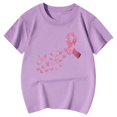 thumbnail image 4 of Rggeeun Baby Girl Blouses Cute Glitter Butterfly & Tie Pattern Short Sleeve Crew Neck Smooth Lightweight for Summer Playground Graceful Tops,Purple,7-8 Years, 4 of 4