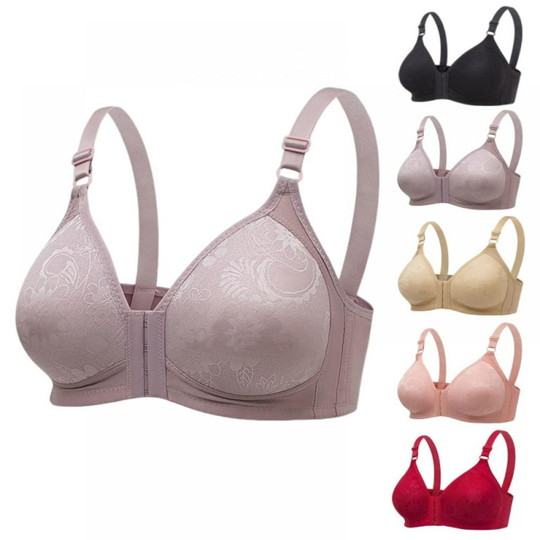 1Pc Women's Large and Thin Bra, Front Buckle, No Steel Ring, Gathered  Underwear, Closed Breast, Women's Bra Skin Color 42/95BC