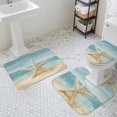 thumbnail image 3 of Coastal Beach Starfish Bathroom Rugs Set Nautical Retro Watercolor Ocean Marine Life Non Slip Absorbent Soft Bath Mats 3 Piece Set with Bathroom Rug, U-Shaped Floor Mat, Toilet Seat Cover Small Size, 3 of 9
