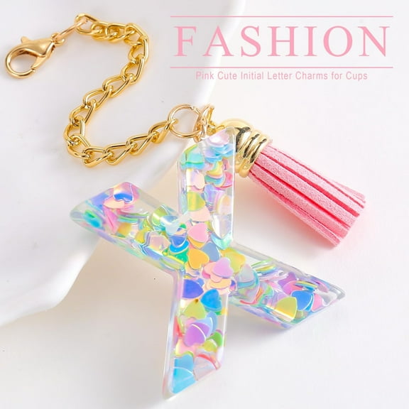 Giunmcul Holiday Gift Finder CCINPPY Letter Accessories for Cup 1 PCS Cute Initial Keychain Handle for Tumbler for Women Girls