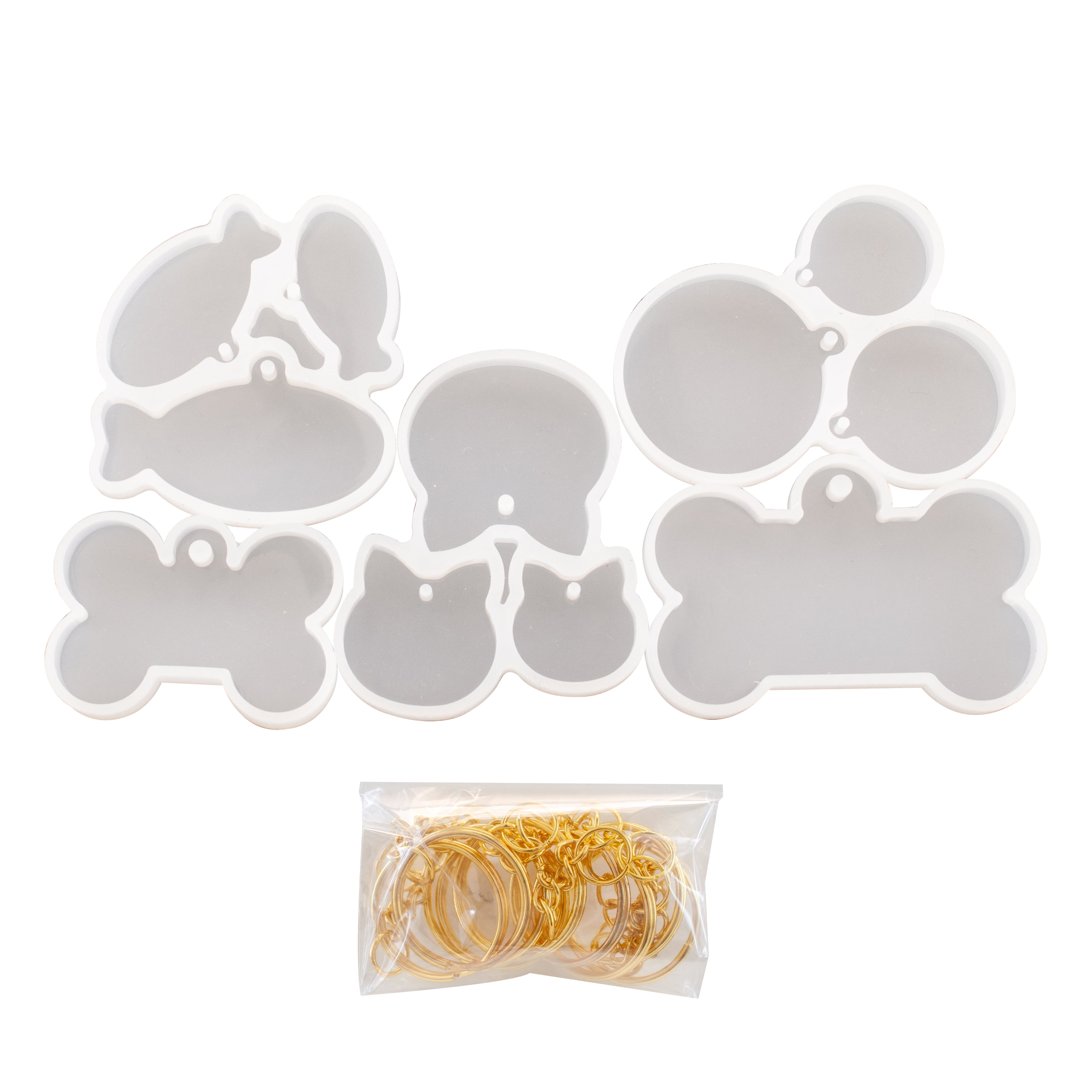 Pet Tag Silicone Mold Set by Craft Smart – 15 Mold Shapes with Key Rings per Set - Clear Silicone for DIY Resin Projects - 12 Pack (180 Molds Total)