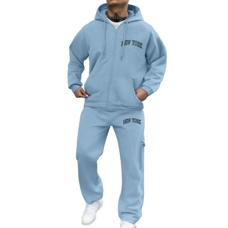 Mens Zip Up Hoodies and Sweatpants Piece Sweatsuit Outfits