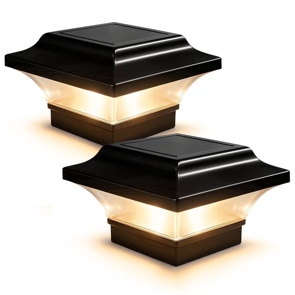 Classy Caps 2x2 Imperial Solar Post Cap - Fits 2"x2", 2.25"x2.25", and 2.5"x2.5" Posts - Black Aluminum (Set of 2)