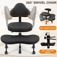thumbnail image 6 of AtHope Cross Legged Office Chair, Criss Cross Desk Chair ADHD Meditation Kneeling Yoga Seat with Adjustable Height, Lumbar Support, Wider Footrest and Wheels (Black), 6 of 16