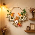 thumbnail image 5 of Fall Harvest Artificial Floral Hoop Wreath, Autumn Maple Leaf & Pumpkin Decorative Wall Hanging, Thanksgiving Themed Sunflower & Berry Door Wreath, 5 of 5