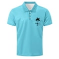 thumbnail image 4 of POTETI Collared Mens Polo Shirt Casual Short Sleeve Shirts Hawaii Print Loose Tropical Tops, 4 of 5