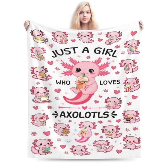 Axolotl Blanket Axolotl Themed Gifts Just A Girl Who Loves Axolotls Blanket Soft Cozy Flannel Throw Blankets Gifts for Girls Kids Women Adults 50x40