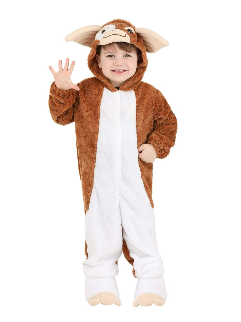 Adorable Gremlins Gizmo Toddler Costume – Officially Licensed Plush Jumpsuit With Hood (Brown/White, Polyester-Spandex)