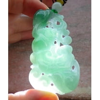 Certified Green Burma Natural A Jade jadeite Pendant Phoenix Bird Lotus Flower Ruyi Necklace 656052 TN