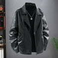 thumbnail image 2 of Rggeeun Jackets For Men Leather Jacket Classic Lapel Side Zipper Casual Outerwear Outdoor Activities Fashion, 2 of 8