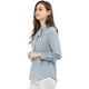 thumbnail image 4 of INSPIRE CHIC Camisa Casual Con Botones Manga Larga Corbata De Lazo Para Mujer Azul claro XS, 4 of 6