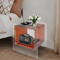 thumbnail image 4 of Modern Acrylic Nightstand Side Table with Storage Shelf Clear Bedside Table End Table for Living Room Bedroom (Brown), 4 of 9