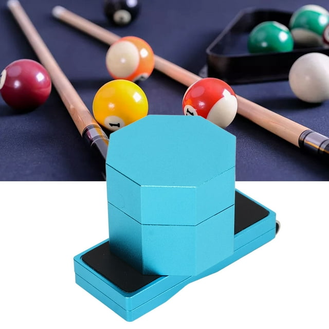 Boîte à Craies Octogonale pour Billard, Fonction de Protection Boîte à Craies Résistante à l'Usure en Alliage d'Aluminium pour Hall de Billard Noir, Bleu