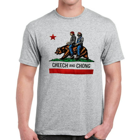 Cheech & Chong California Buds Grey Heather Men's Graphic Crewneck (Cheech And Chong Best Buds)