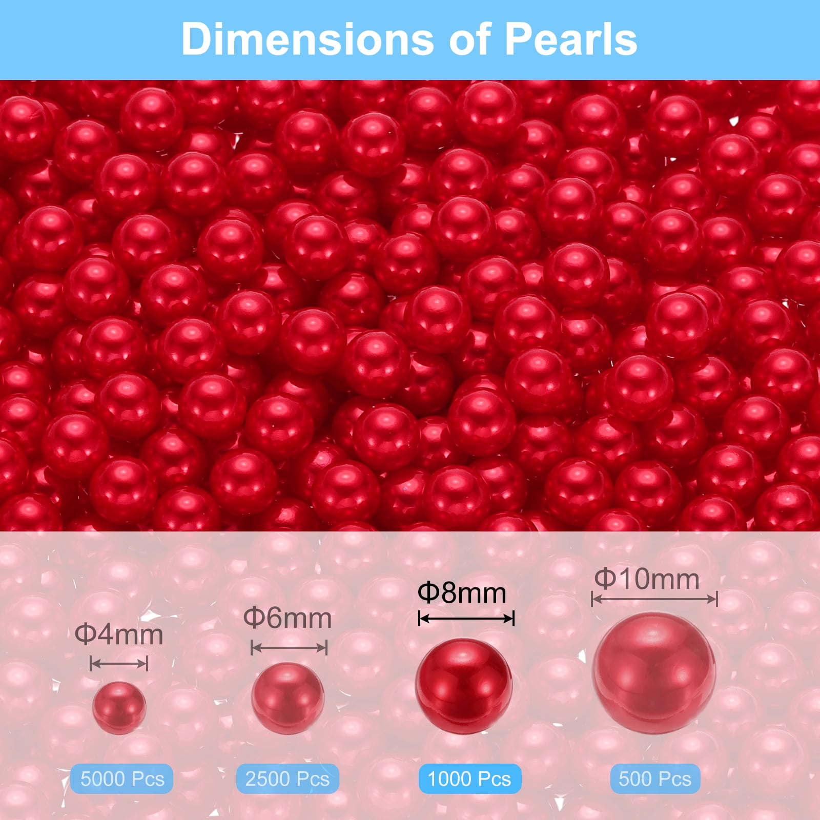Unique Bargains Solid Color Faux Pearl for Crafting No Hole Pearls for Vase Fillers Red