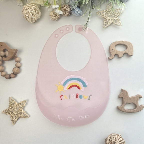 GOLDCOLIN Silicone Baby Bib Adjustable Waterproof Bibs ,Rainbow PINK