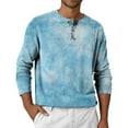 thumbnail image 2 of Inglocry Mens Fashion Casual Front Basic Long Sleeve Henley T-Shirts Tie Dye Soft Basic Tops For Men Sky Blue L, 2 of 7
