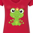thumbnail image 4 of Inktastic Cute Frog, Green Frog, Frog Princess, Crown Women's V-Neck T-Shirt, 4 of 5