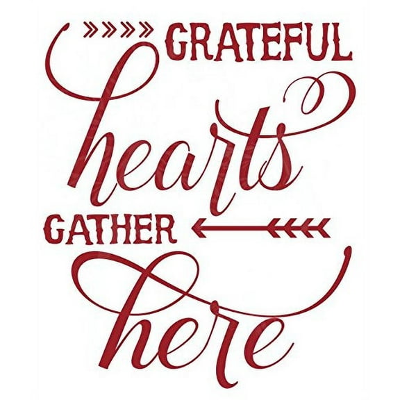 Grateful Hearts Gather Here Fall Wall Decals Quotes Vinyl Sticker for Home Decor, 19 x 23 , Red