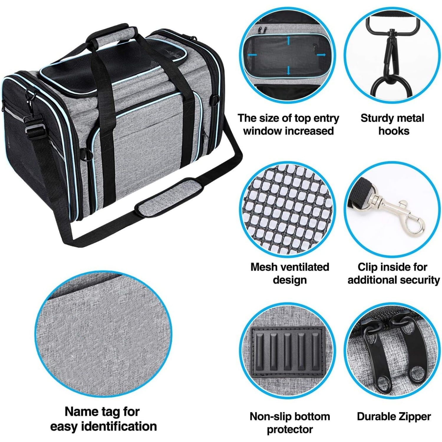 2 Sides Expandable Soft-Sided Large Cats Carrier Collapsible Kennel Travel