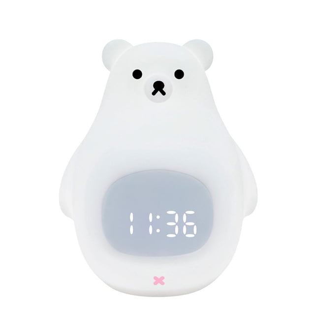 Luz recargable de la noche del estudiante del usb del silicón de la luz de la noche del despertador del oso blanco grande