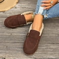 thumbnail image 2 of YLYL Women Suede Winter Flats Buckle Strap Low Heel Round Toe Slip on Comfortable Warm Walking Shoes, 2 of 9