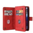 thumbnail image 5 of Wallet Case for Motorola Moto G Power 2021, Magnetic Zipper Pouch Premium PU Leather with Kickstand Wallet Flip Shockproof Phone Case Wrist Strap Card Slots Holder Pocket Moto G Power 2021,
Red, 5 of 18