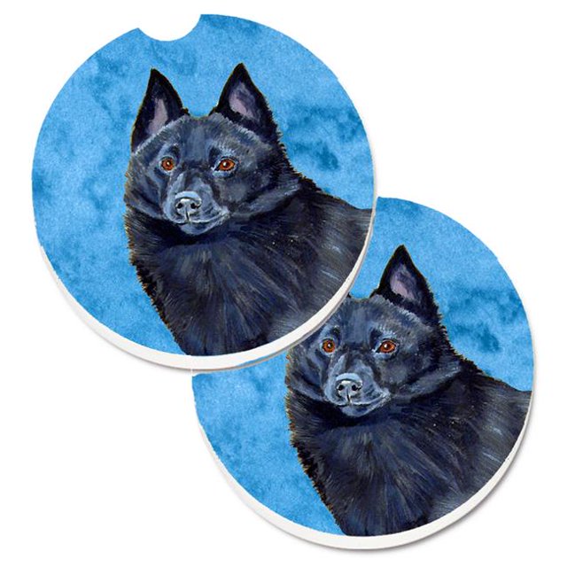 Blue Schipperke Set of 2 Cup Holder Car Coaster
