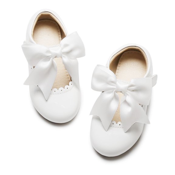 Kiderence Girls Flat Mary Jane Shoes School Party Dress Ballerina Shoe (Toddler/Little Kids) FG04 White - 7M
