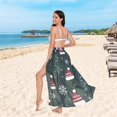 thumbnail image 6 of FORMRS Womens Long Sarong Beach Wrap Semi-Sheer Bikini Skirt Bathing Swimsuit Cover Up, Green Christmas Hats, 6 of 7